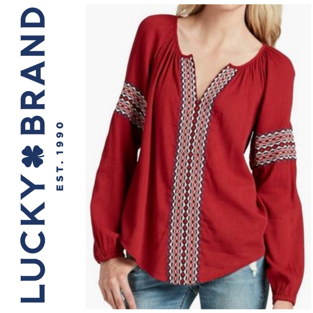 EUC Lucky Brand Embroidered Top